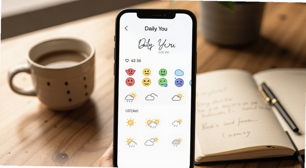 Daily You �����ǩ���ܽ��棬�ֻ���Ļչʾһ�Ų�ɫ������������ͼ�꣬����Ϊůɫ�������泡�����п��ȱ��ͱʼǱ���Ϊ��׺��������ܰ��Ȼ