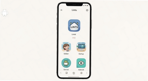 Lintu软件启动界面展示,手机屏幕居中显示简洁的应用主页面,浅色背景,图标与文字清晰,画面风格干净现代,适合安卓应用下载站配图