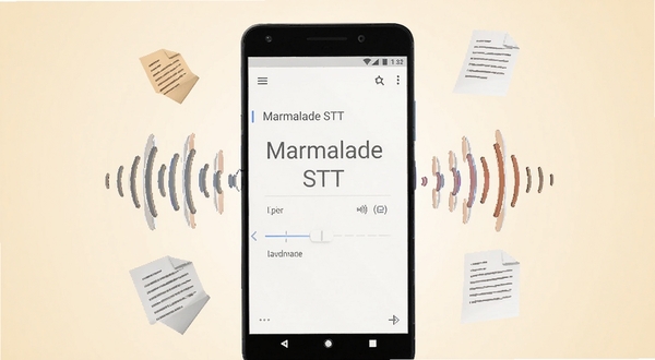 �����������һ����׿�ֻ�����Ļ��ʾ Marmalade STT ����ת���ֽ��棬��Χ��������ͼ�����ĵ�ֽ��Ԫ�أ�����Ϊǳ��ɫ���䣬�����������£����� Boogu ģ������
