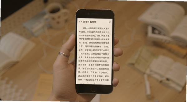 阅扑小说阅读界面预览,手机竖屏显示小说正文排版,背景为柔和米色,字体清晰,页面简洁