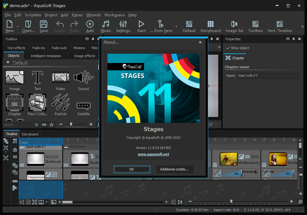 aquasoft stages 2023动画制作软件运行截图