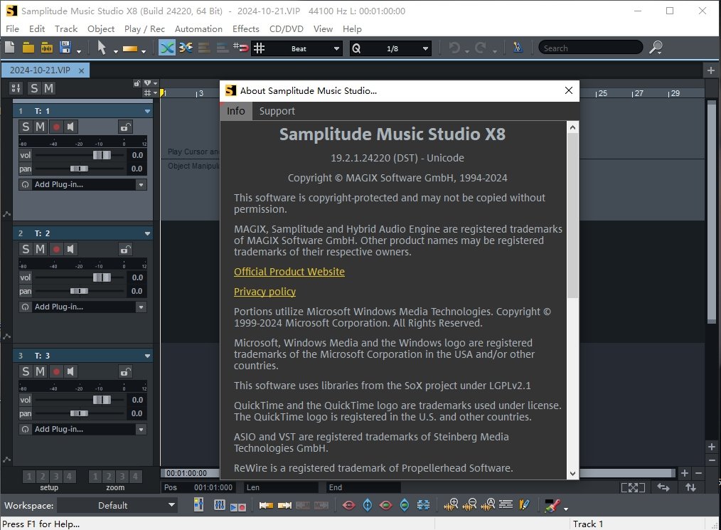 MAGIX Samplitude Pro X8 Suite汉化激活版运行截图
