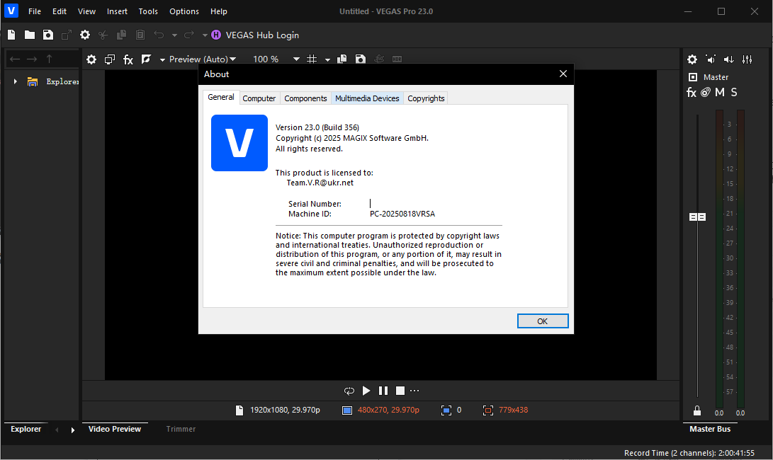 VEGAS Pro 23中文激活版运行截图