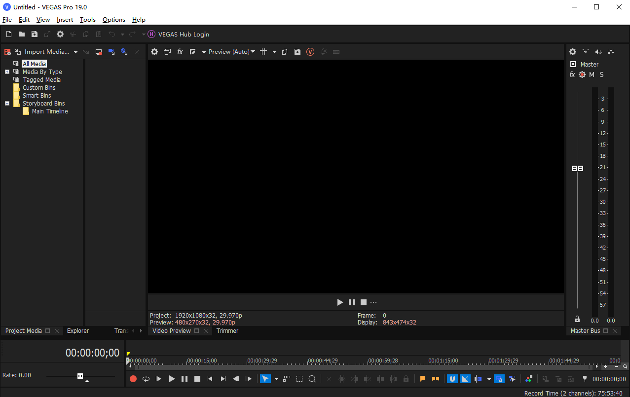 Vegas Pro 19中文激活版运行截图