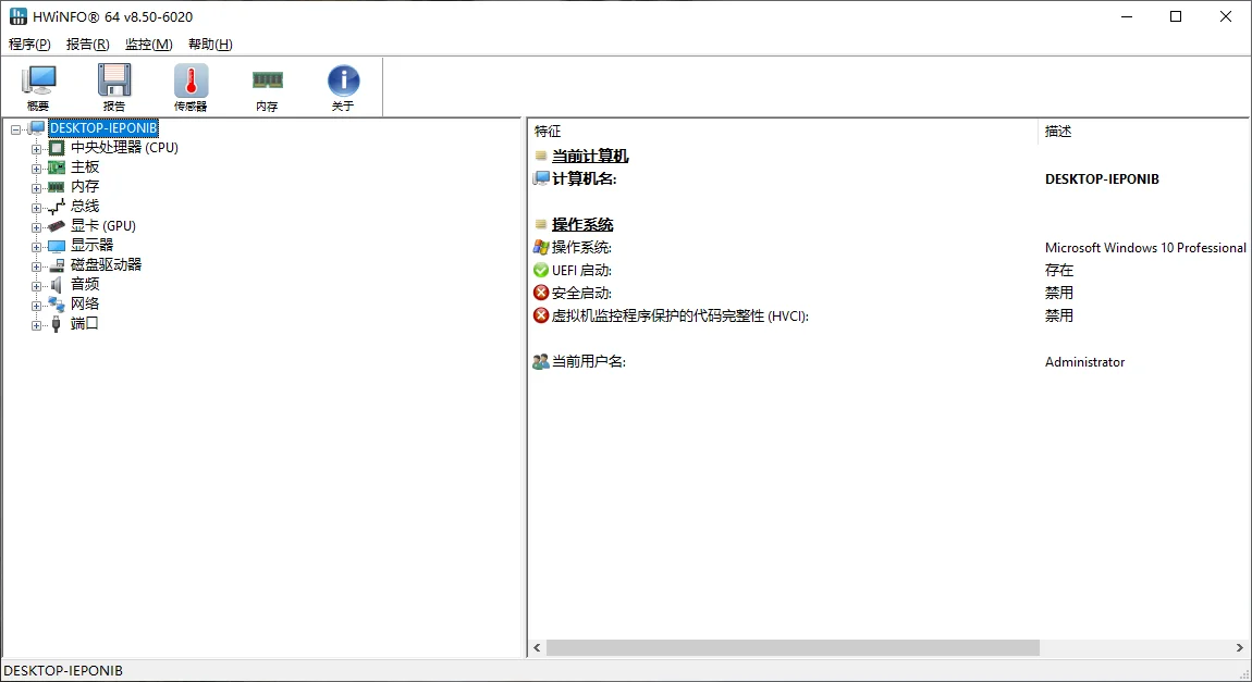 HWiNFO运行截图