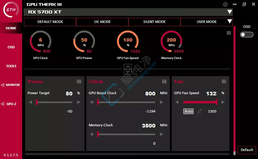 GPU Tweak III 显卡风扇曲线与温度监控界面