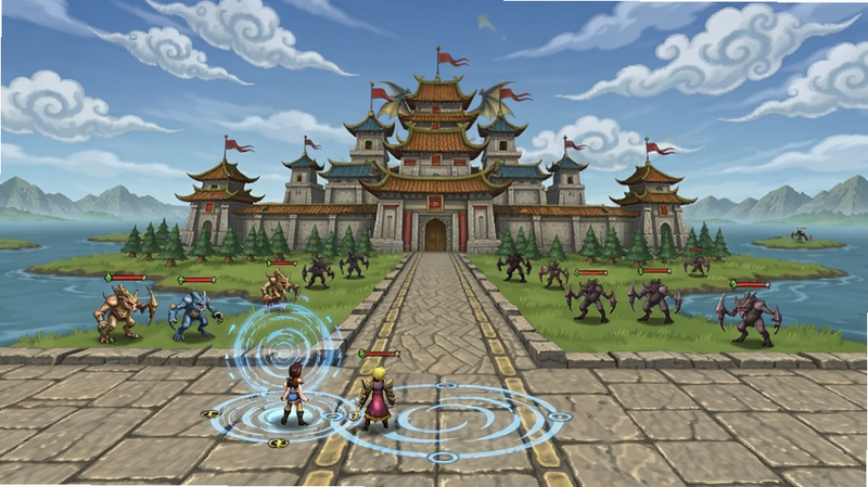 王者激战二大陆地图全景,画面中显示神龙帝国主城,建筑风格庄严肃穆,天空有祥云,地面石板路延伸至远方,玩家角色站在传送阵旁,周围有高等级怪物游荡,适配Boogu模型。