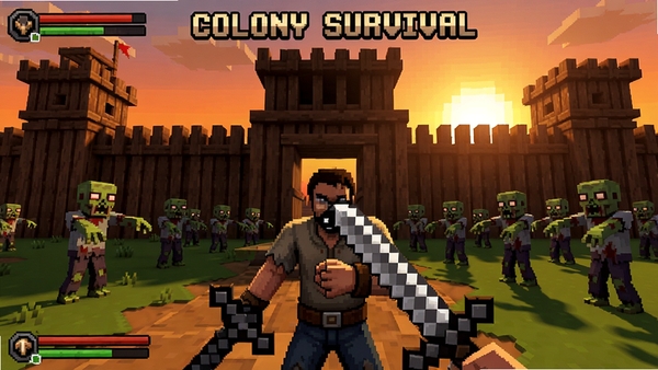 Colony Survival, ��һ�˳��ӽ�������ֳֽ�վ��ľ�ʱ���ǰ������������ͽ�ʬȺ��������У��������������ط����Ϸ��ͼ��