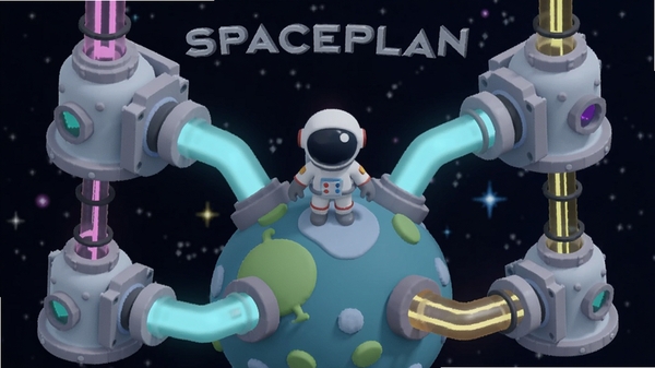 宇宙计划SPACEPLAN 空间规划 星球放置 点击挂机 画面中央是宇航员站在小星球上 周围环绕能量管道与机器 背景深邃太空 极简风格 Boogu模型生成