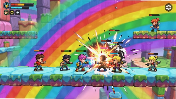 Runbow��Ϸɫ�ʰ�쵵Ķ������߶�ս�����������ɫ��ƽ̨��Ծ������Ϊ��̬�ʺ�ɫ����������Ϊ���һ�ս�����ͨ���ֱ��ʸ�