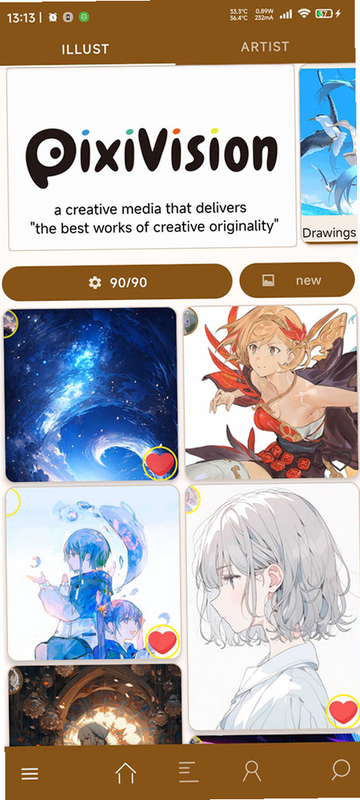 PixEz 和 Pixiv 官方 对比 截图
