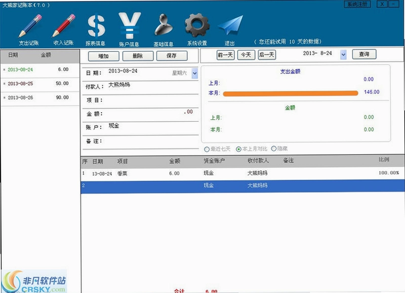 FIRE记账运行截图