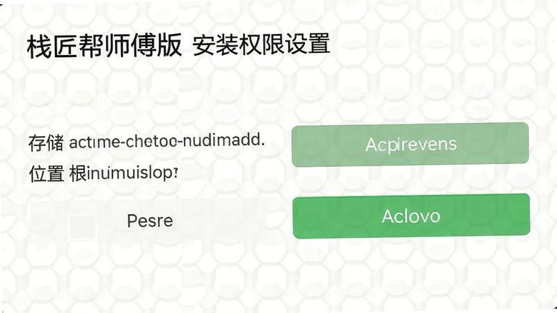 栈匠帮师傅版安装权限设置截图,显示存储和位置权限允许按钮,背景干净简洁。