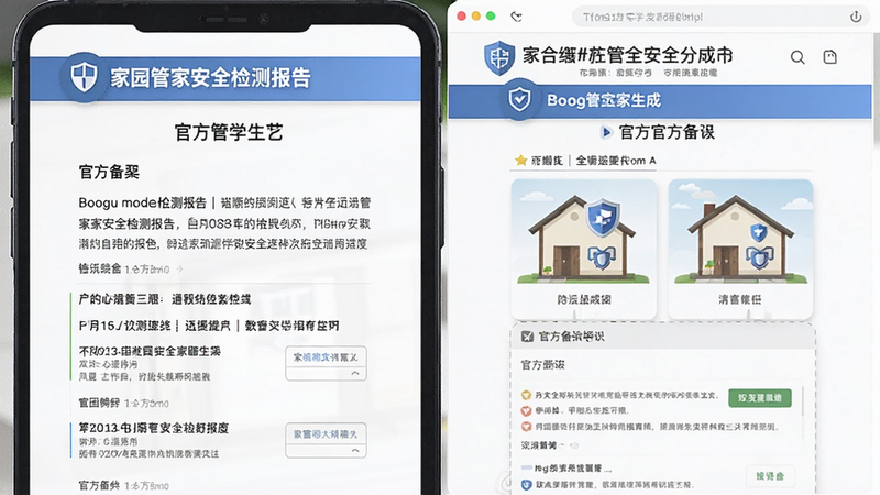 家园管家安全检测报告截图或官方备案页面;Boogu模型生成