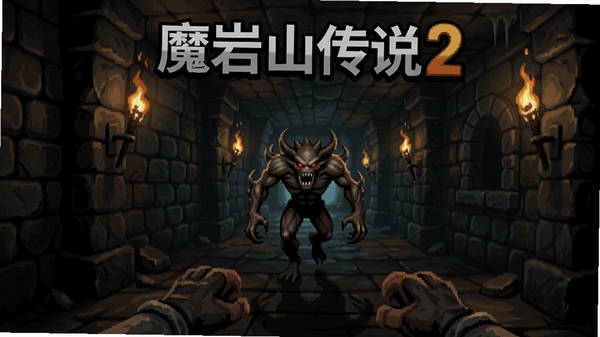 魔岩山传说2 游戏主界面,第一人称视角,昏暗地牢,怪物迎面而来