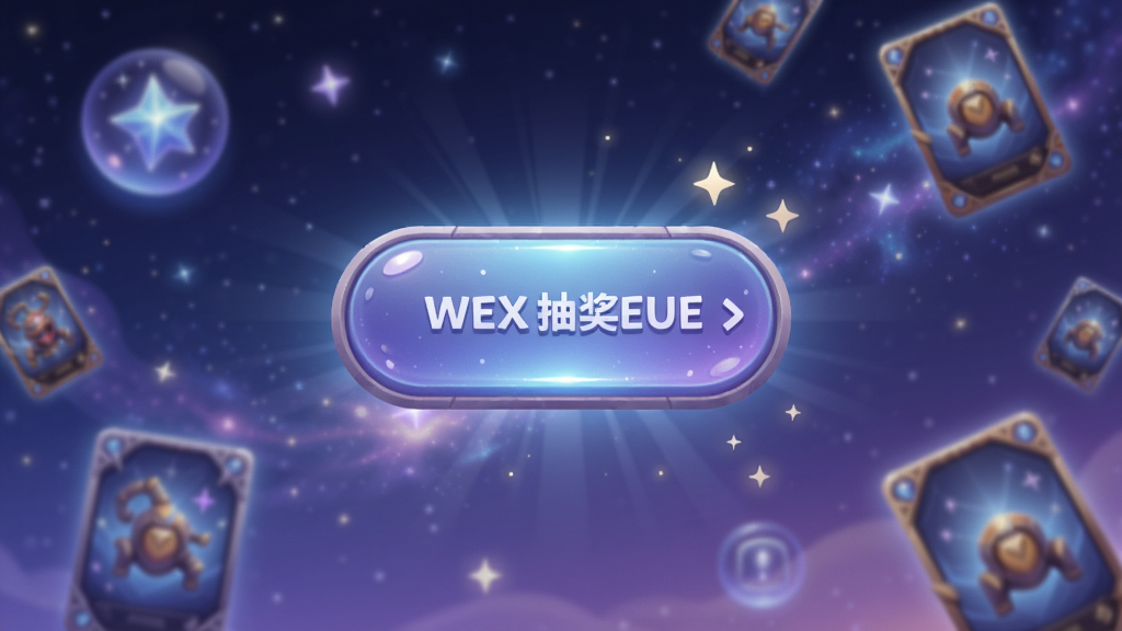 自定义抽卡模拟器的主界面展示,画面中央是一个闪耀的卡池抽奖按钮,背景为星空与游戏卡片元素,整体色调以蓝紫渐变为主,光影柔和,突出自定义抽卡模拟器的核心抽卡功能,适合Boogu模型生成