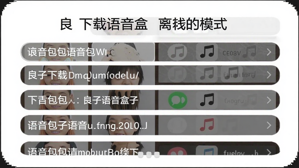 良子语音盒离线模式提示图,显示已下载的语音包列表,背景白色,适配Boogu模型