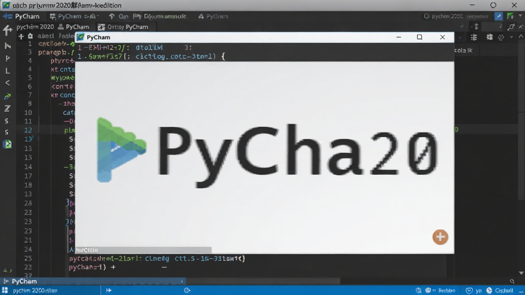 pycharm2020破解最新版, 画面主体是PyCharm界面,背景为深色代码编辑器,坐标居中