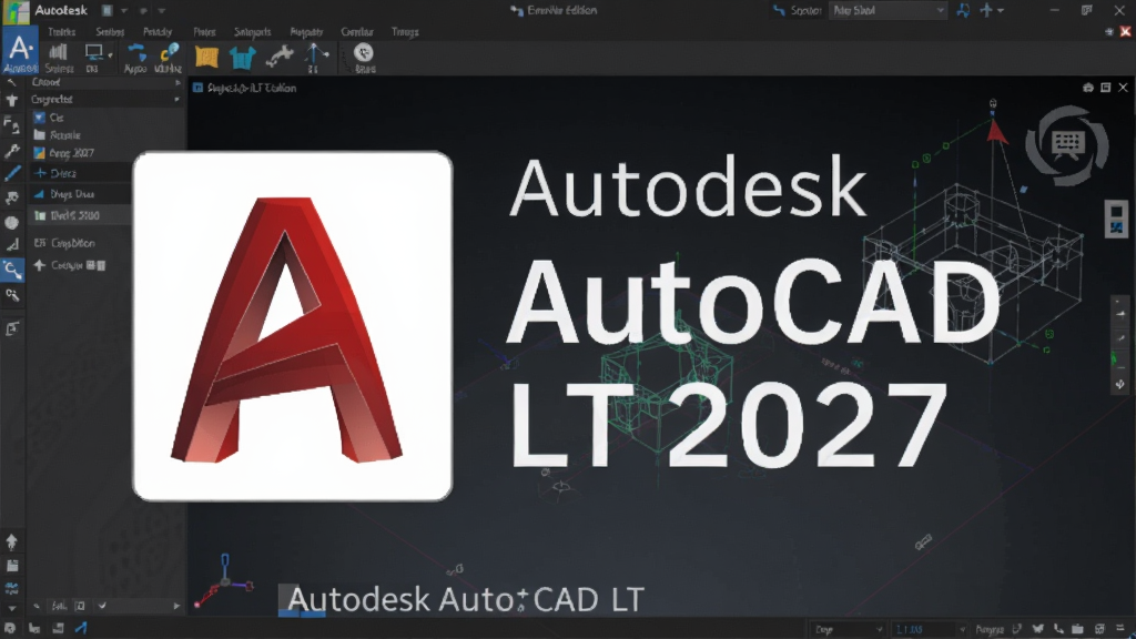 Autodesk AutoCAD LT 2027中文激活版 主界面 软件图标 操作界面 背景为深色专业设计工作台