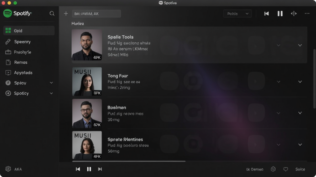 Spotify��ý�����ֲ��������԰�������չʾ, ��ർ����, ����赥�б�, ����Ϊ��ɫ����, 4K����
