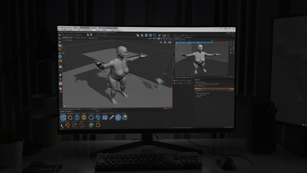 提示词:Maxon Cinema 4D 2025中文破解版全貌,软件界面展示3D建模和渲染场景,背景为暗色工作室环境,适配Boogu模型生成。