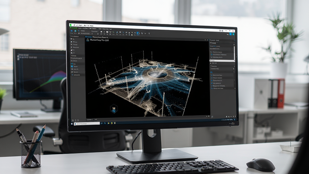 Autodesk ReCap Pro 2024最新版本,3D点云场景,电脑屏幕显示建模界面,专业办公环境