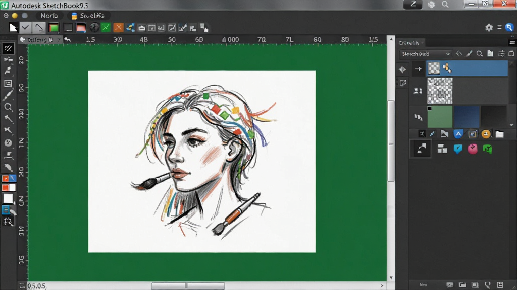 Autodesk SketchBook9.3��ɫ�� �滭���� ���ʹ��� ͼ�㴰�� ����(0.5,0.5) ������ɫ