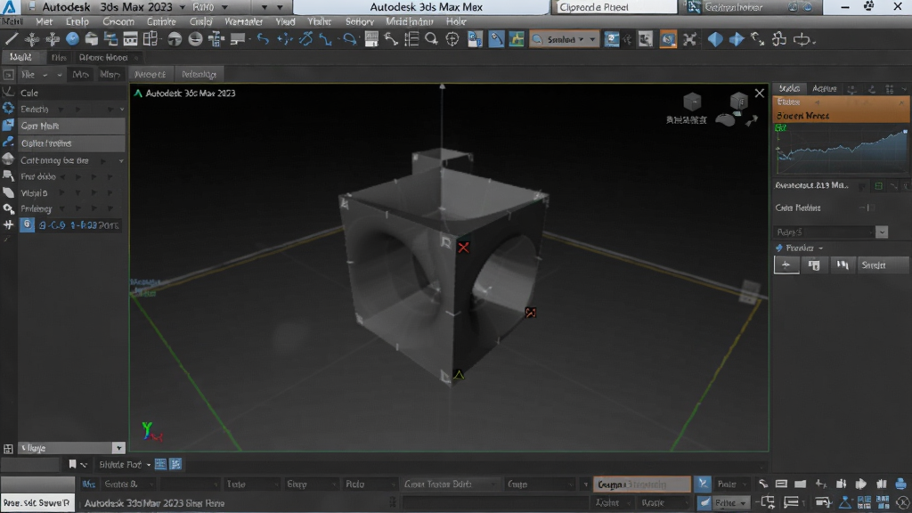 Autodesk 3ds Max 2023中文破解版 三维建模渲染界面 展示主菜单和视图区 背景为深色工作区