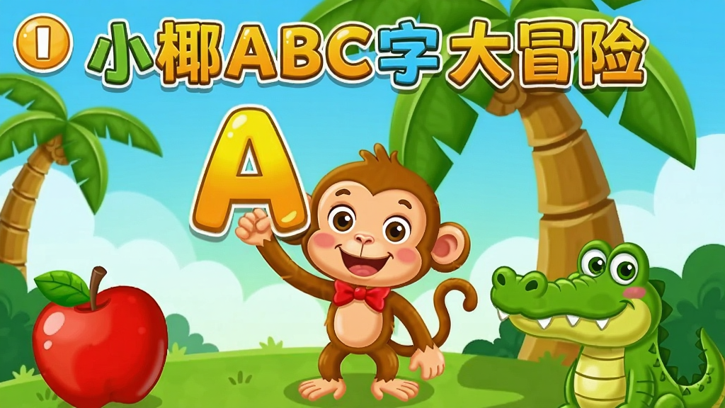 СҬABC��ĸ��ð�չؿ���ͼ��һֻС������Ҭ�����¾�����ĸA���Ա���ƻ��������Ŀ�ͨ���󣬻���ɫ�����ޣ�ϸ�ڷḻ���ʺ϶�ͯ
