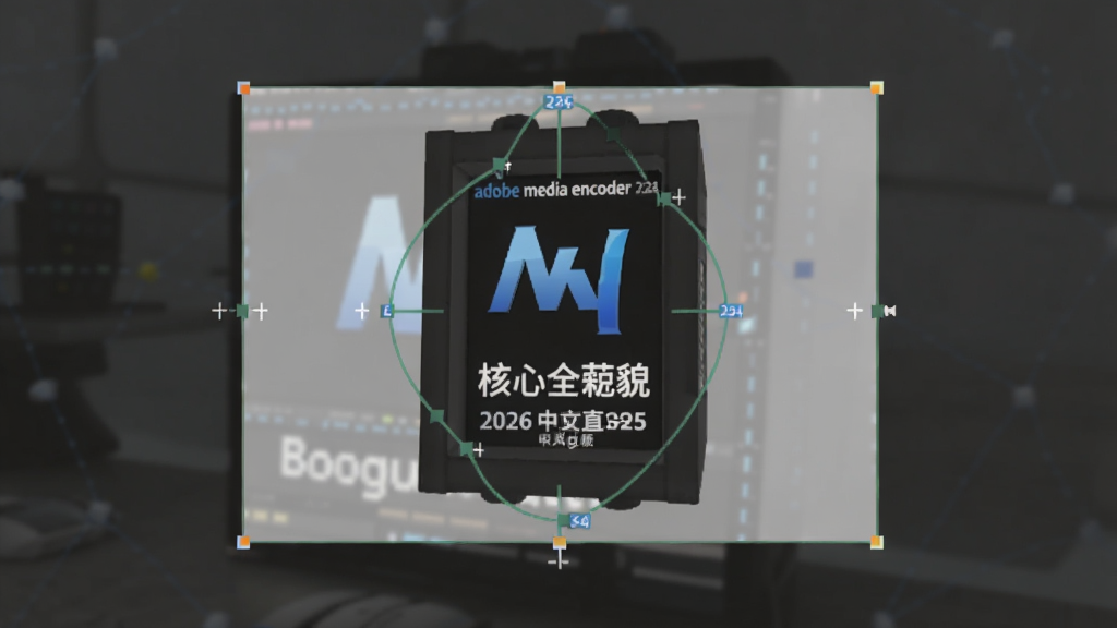 概括软件核心全貌,必须包含adobe media encoder 2026中文直装版;指定画面主体坐标与背景区域,适配Boogu模型生成。