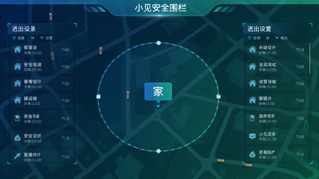 С����ȫΧ�����ý��棬��ͼ����ʾԲ��Χ�������м��С��ҡ���ǩ����Χ�н�����¼�б������Ƽ��У���ɫ����ɫ����