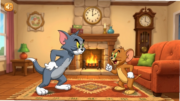 è���������Ҳ���Ϸȫ��Ԥ��������������Tom��Jerry�ڿ���ɳ���Զ��ţ������б�¯�����ӡ���̺�����忨ͨ��Ⱦ������ɫ������������(0.5,0.5)