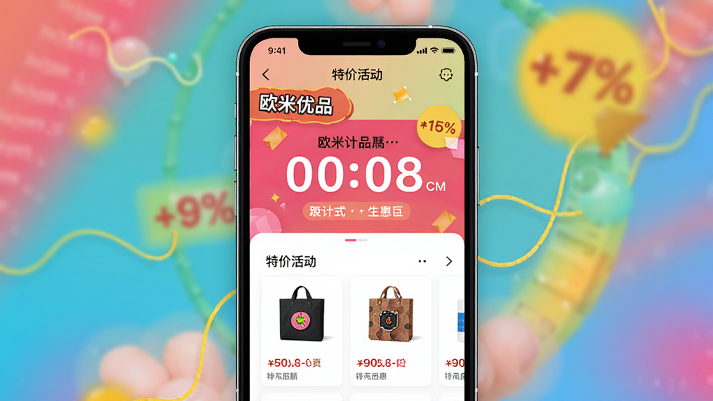 ŷ����ƷAPP��ҳ�ؼۻ���棬�е���ʱ���ۿ۱�ǩ��ɫ�����ޣ������࣬�ֻ���Ļ���У������黯��ͻ���Żݷ�Χ��