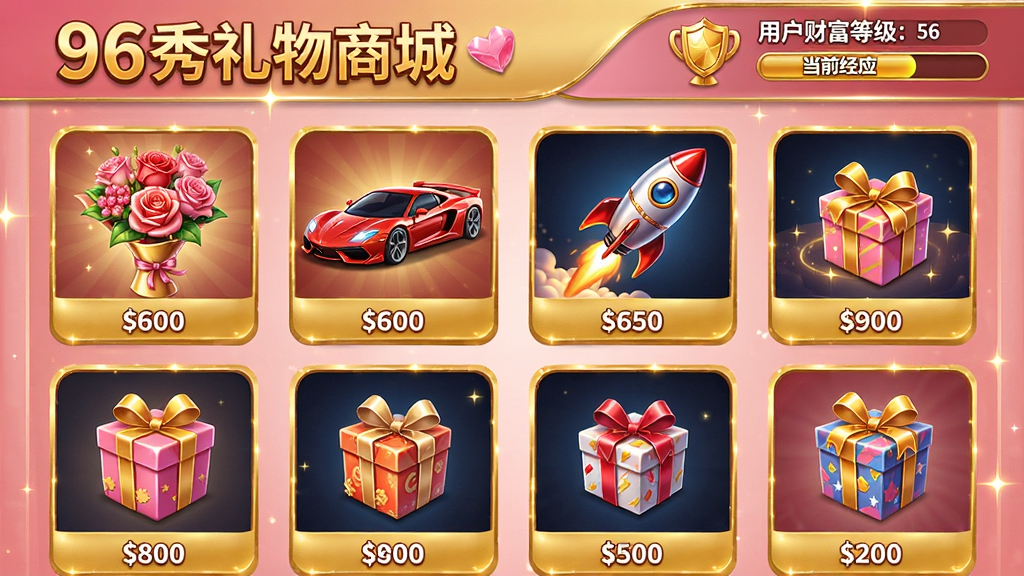96�������̳ǽ��棬չʾ��������ͼ�꣬�����ʻ����ܳ�������ȣ�ÿ�������·���ע�۸񣬽����Խ�ɫ�ͷ�ɫΪ��ɫ�������Ͻ���ʾ�û��Ƹ��ȼ��͵�ǰ����ֵ������