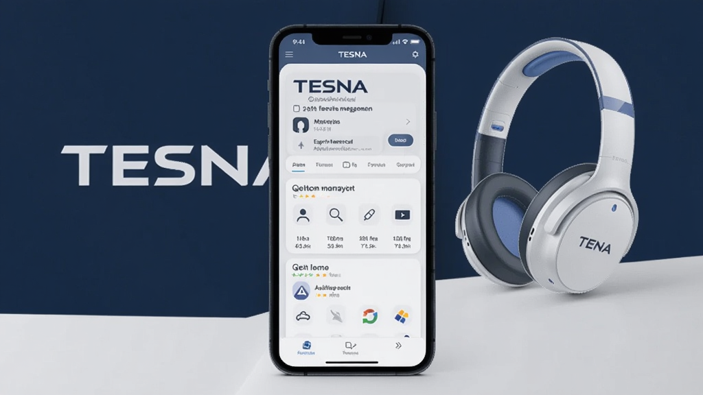 չʾTESNA�������棬�ֻ���Ļ����ʾ����������ҳ�棬������TESNAƷ��LOGO�Ͷ����������������ִ�����ɫ�������Ͱ�ɫΪ����ͻ���Ƽ��С�