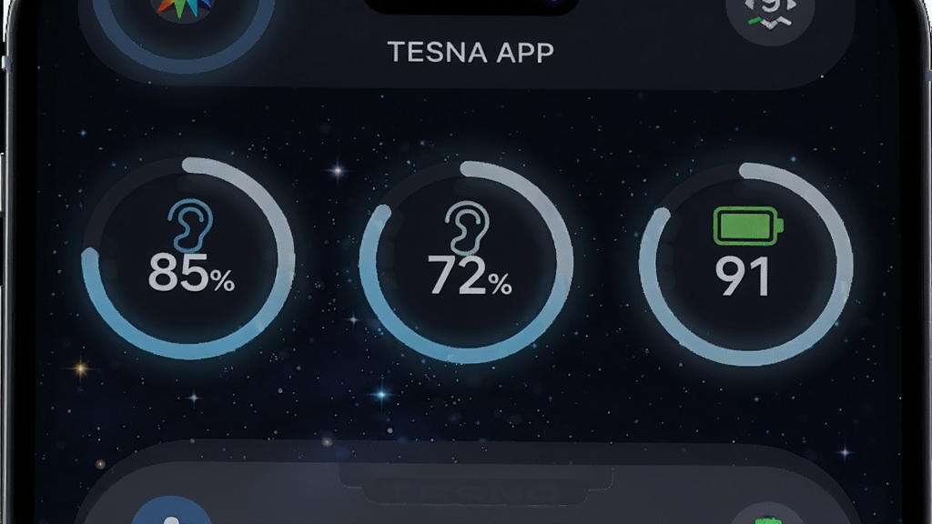 TESNA APP��������������д���ֻ���Ļ����ʾ������Ҷ�����������Բ�ε���ͼ�꣬��ֵ�ֱ�Ϊ85%��72%��91%������Ϊ��ɫ�ǿ�������ͼ����з���Ч����͹�ԿƼ���