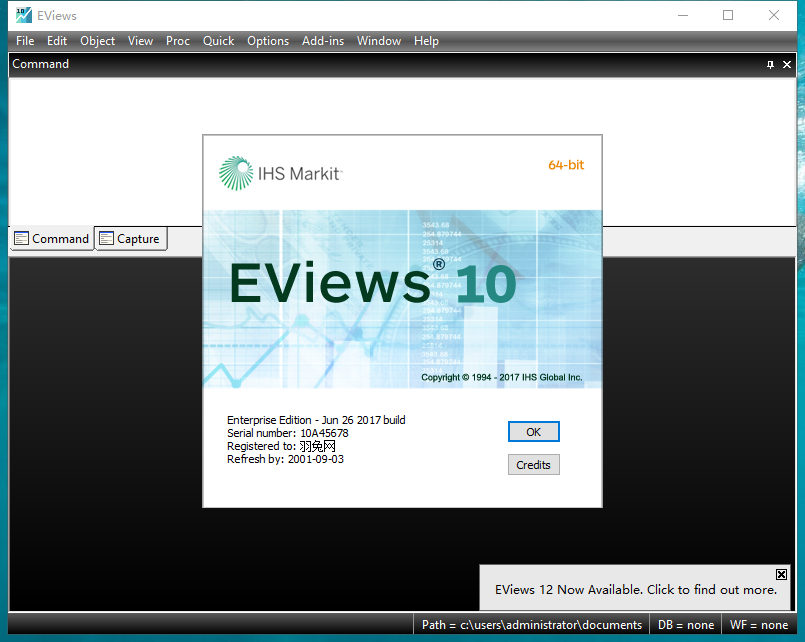 EViews 10.0中文激活版运行截图