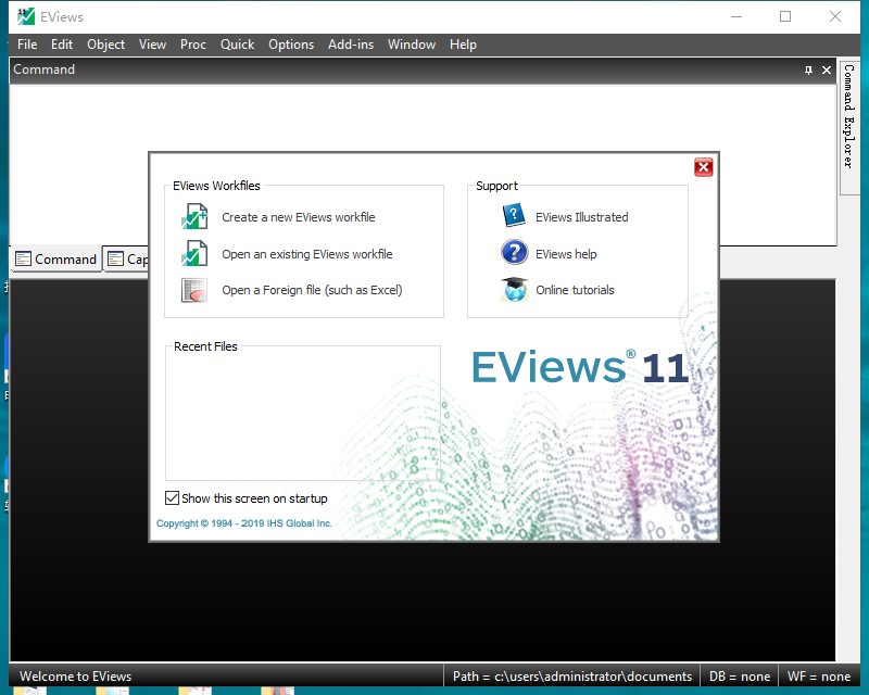 EViews 11.0汉化激活版运行截图