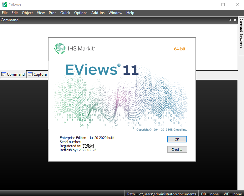 EViews 11.0汉化激活版运行截图