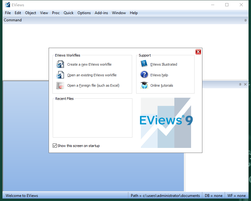 EViews 9.0中文免费版运行截图