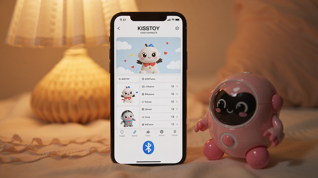 һ��չʾKISSTOY�������������ֻ�������ߵĳ���������������һ���ֻ���Ļ��ʾKISSTOYӦ�ã��ײ�����������ͼ�꣬�Ա߷���һ����ɫ������ߣ����������ܰ���ƹ�ůɫ�������Χ����˽�ܣ�ͻ�����»������⡣