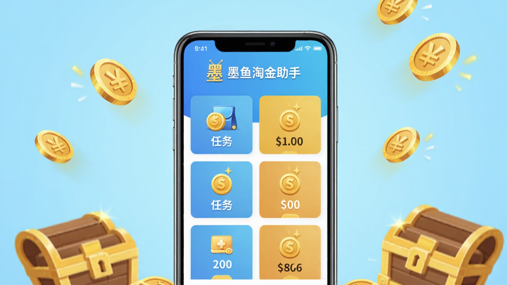 һ��չʾī���Խ�����APP��ҳ���ֻ���ͼ�������������ֻ���Ļ��������ʾ��ī���Խ����֡�Logo���·������Ŷ������Ƭ��ÿ����Ƭ���н�ҽ���������Ϊǳ��ɫ���䣬�ֻ���Χɢ���Һͱ���װ�Σ��������������£�ͻ��׬Ǯ���⡣
