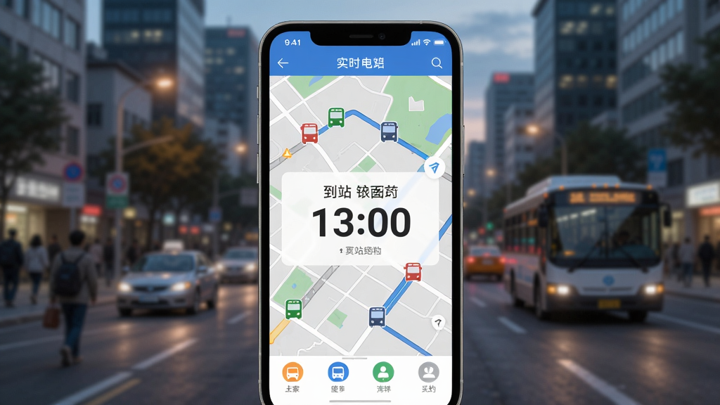 ����������APPʵʱ�������棬��ͼ����ʾ��������ͼ������й켣���ֻ���Ļ�����е�վʱ�䵹��ʱ���֣����б����黯