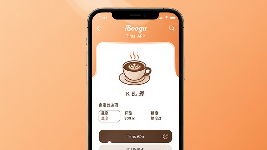 Tims����APP�㵥ҳ���ͼ��չʾ�Զ���ѡ��¶ȡ����͡��Ƕȣ�����������ͽ����ɫ���ֻ���Ļ������һ������ͼ�꣬�������ִ����ʺ�Booguģ�����ɡ�