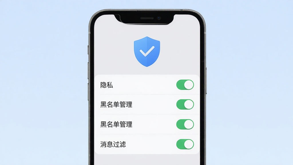 ����app��˽��ȫ���ý�����ʾͼ���ֻ���Ļչʾǳ��ɫ��������ҳ�棬ҳ�涥��Ϊ��ɫ������״�İ�ȫ��֤ͼ�꣬�·�����������˽���á���������������Ϣ��������������Ŀ��ÿ����Ŀ�Ҳ�����ɫ���ر�ʶ������Ϊ����ɫ��ɫ���䣬�������Լ��ˬ��UIԪ���������룬�����Ʒ��ͼ���