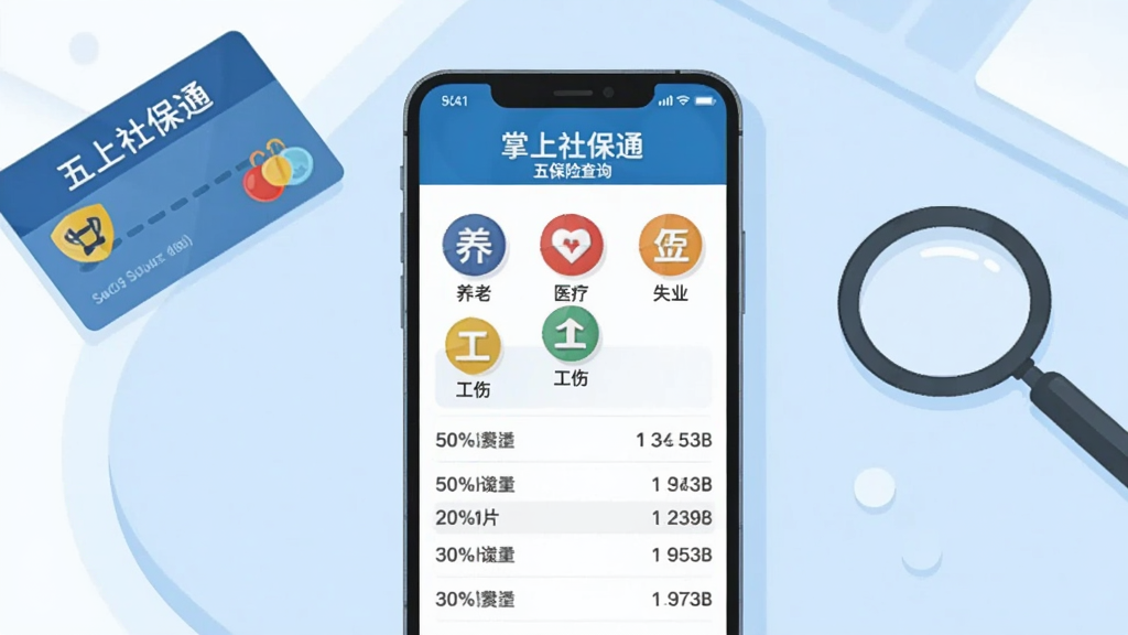 ��ƽ���廭��������������(50%,46%)Ϊһ����ʾ�������籣ͨ�����ղ�ѯҳ��������ֻ�����Ļ���������ϡ�ҽ�ơ�ʧҵ�����ˡ����������ɫ����ͼ����ɷ���ϸ�б�����������(50%,88%)Ϊ����ɫ��������ɢ���籣����Ŵ�Ԫ�أ�����ͨ͸��ϸ�ڷḻ