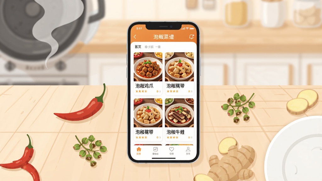 ��ƽ�廭���Ӧ��չʾͼ����������Ϊһ�����������ֻ���λ�ڻ�����������(0.5,0.45)������Ļ����ʾ�ݽ�����APP��ҳ�������������ݽ���צ���ݽ�ź�����ݽ�ţ��������ʳ��Ƭ���������ů��ɫ��ɫ���ֻ����ܻ������ʺ�С�������໨������Ƭ��״��̣�����Ϊռ�ݻ������ܱ�Ե��ǳ��ɫľ�ʳ���̨���黯�������Ͻ������������ڵ�ϸ�ڣ������Ȼ�⣬���廭��ɾ�����