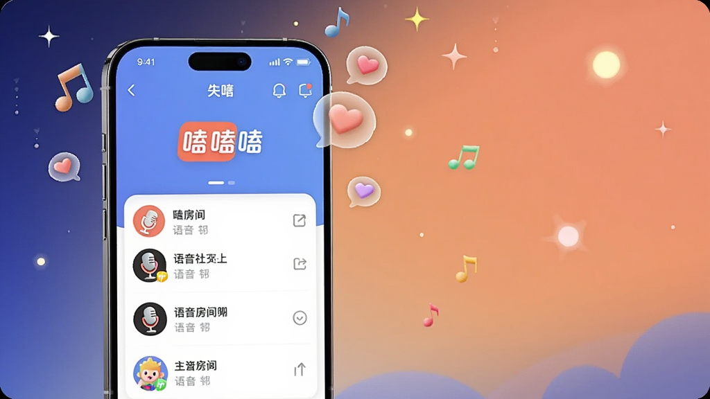 ��������ƫ��λ�÷���һ�����������ֻ���Ϊ���壬�ֻ���Ļ��չʾ�������罻APP�������棬�������������б�����ͨ��˷�ͼ���������ı�־����Ļ�Ϸ�Ư�����������밮�����ݣ��Ҳ༰�󷽱���Ϊů��ɫ������ɫ����ͽ���ҹ�գ���׺�����뷢��Բ�㣬������������ã����廭�ʣ�UIϸ������