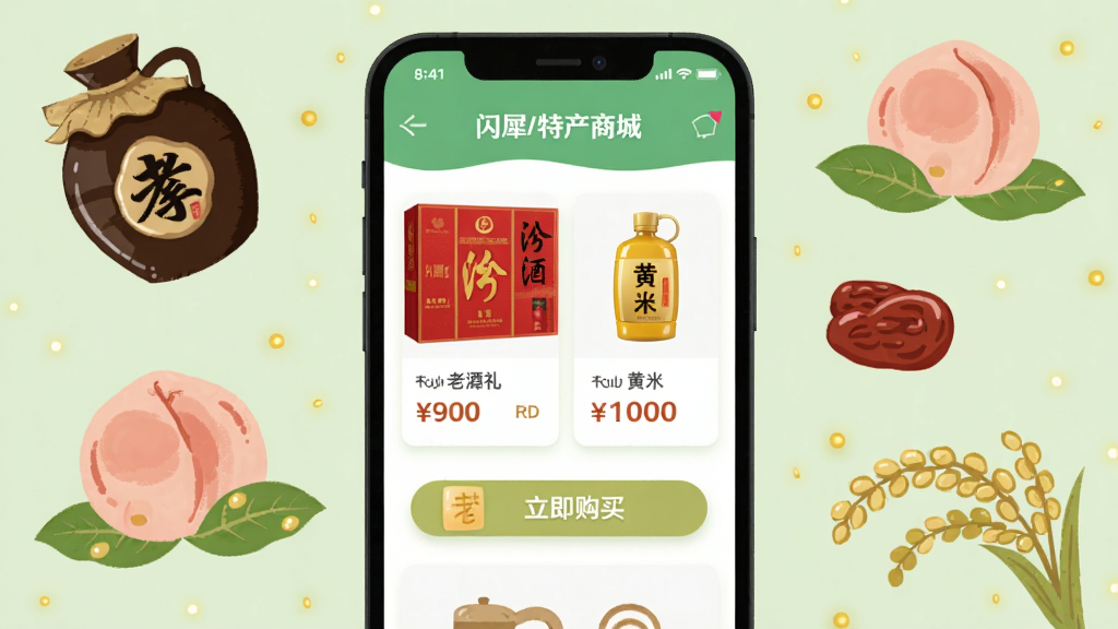 ��ϬAPP�ز��̳�ҳ��Ч��ͼ���ֻ�����λ�ڻ����м�����λ�ã���Ļ��չʾ�ھ�������С����Ʒ��Ƭ����������ť���ֻ����ܱ�������Ư���ϳ´׺���ˮ���ҡ����桢С������ز��ֻ�Ԫ�أ���ɫΪ����ɫ���±�������׺ϸ���ɫ��㣬��ƽ��񣬹�ͼƽ�⣬��������