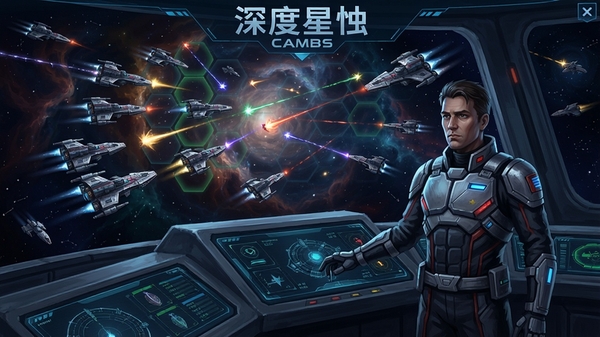 深度星蚀 游戏主界面 星舰舰队 宇宙战场 策略战棋 画面主体为指挥官指挥台 背景为浩瀚星云